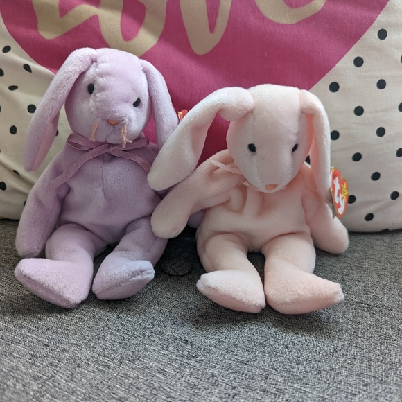 Ty Beanie Babies Lot of 2- Floppity/ Hoppity Bunnies w tags. - Picture 1 of 7